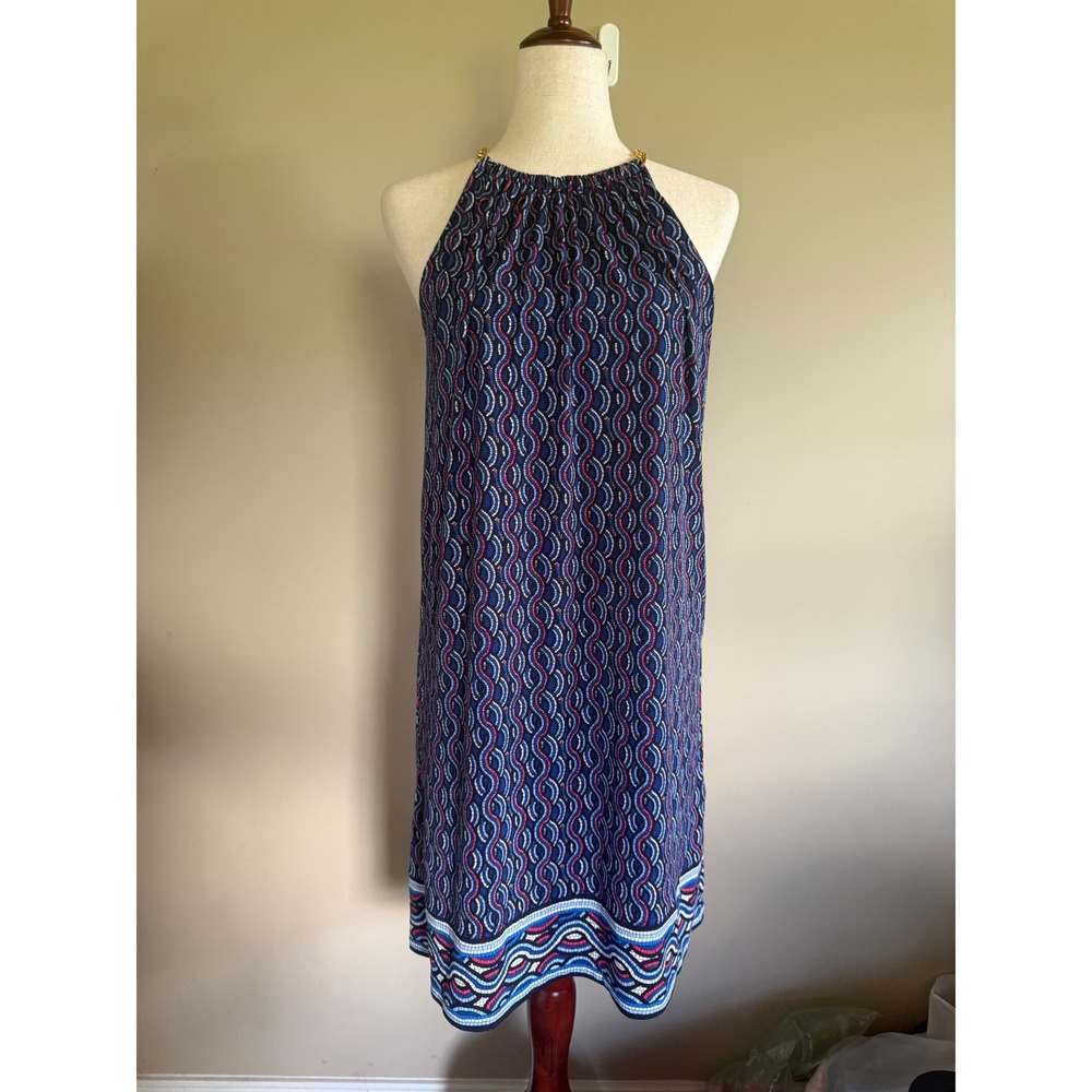Michael Kors Dress Sleeveless‎ Halter Neckline Multicolor Printed Midi